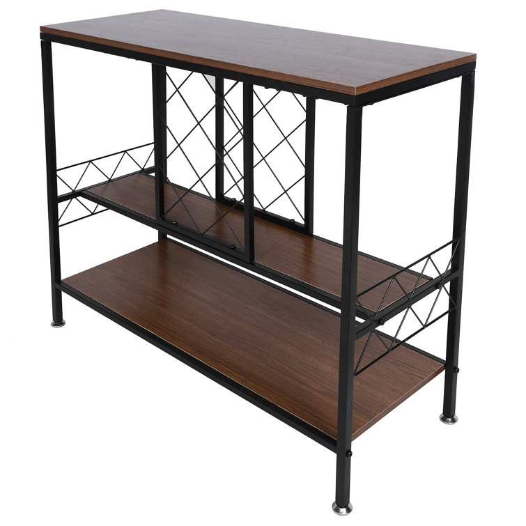 Williston Prange 7 Bottle Floor Wine Bottle & Glass Rack in Black